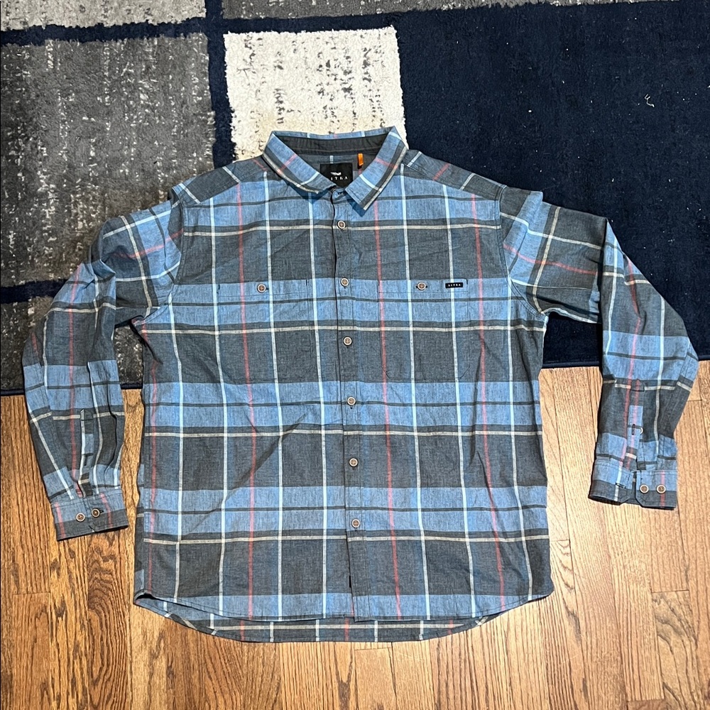 Men's Blue Plaid Casual Button Down Shirt